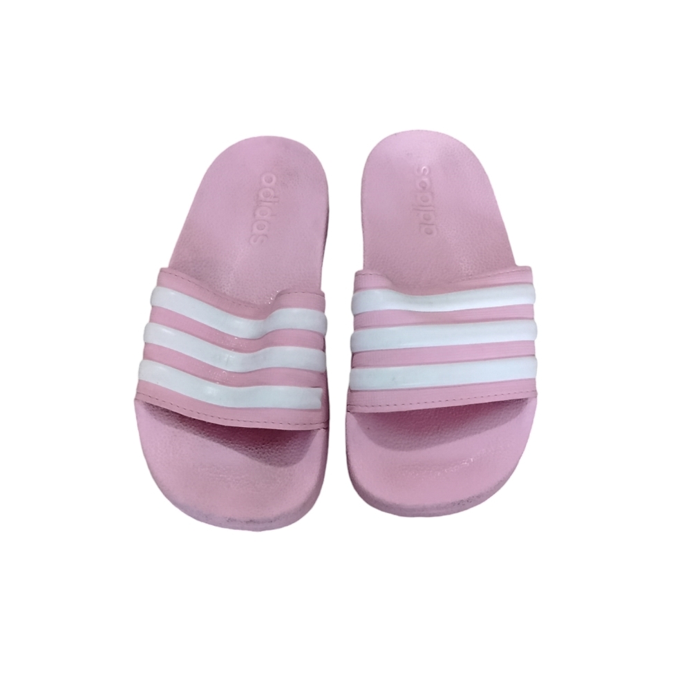 Adidas Pink & White Slides Girls Size 13